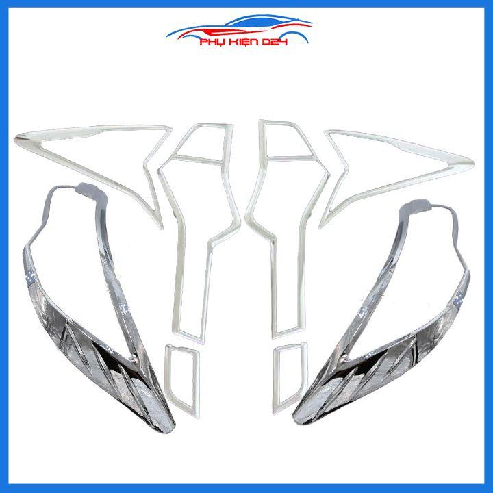 Ốp viền đèn pha hậu mạ crom Pajero Sport 2019-2020 chống trầy trang trí bảo vệ xe