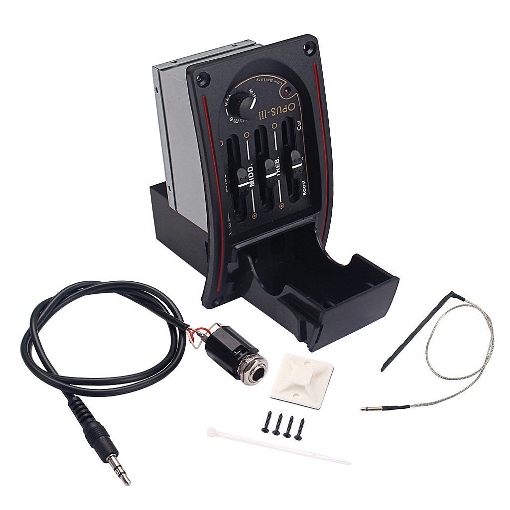 Acoustic Guitar 3 Bands Preamp Amplifier Equalizer EQ  Piezo with Pickup