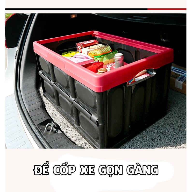 Hộp để đồ gấp gọn thông minh - Thùng nhựa đựng đồ cốp sau ô tô Siêu tiện lợi, nhựa PP cao cấp (2 in 1)