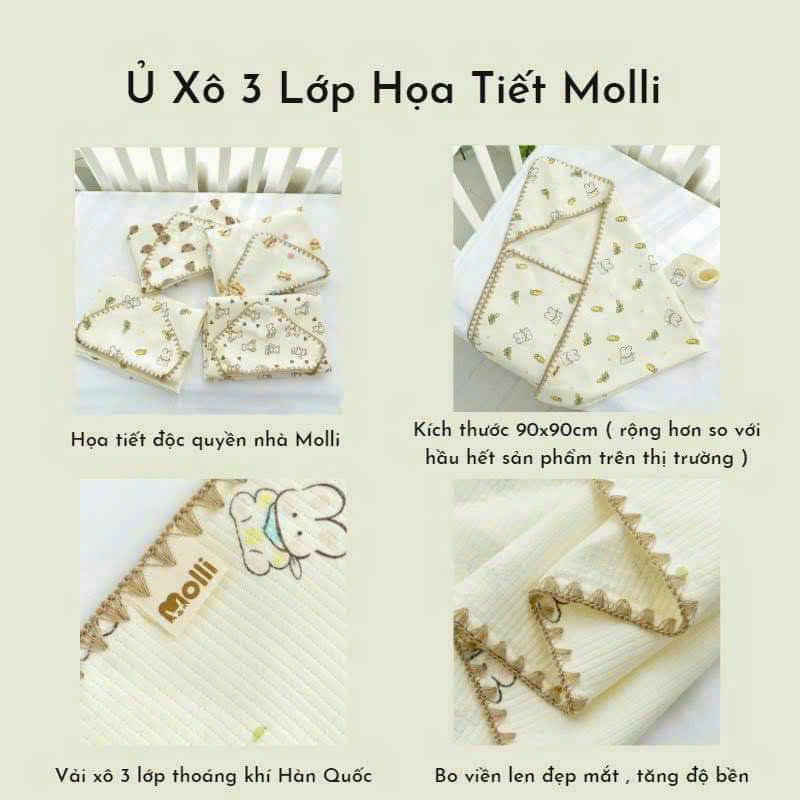 Choàng ủ xô 3 lớp Molli - Kèm đai