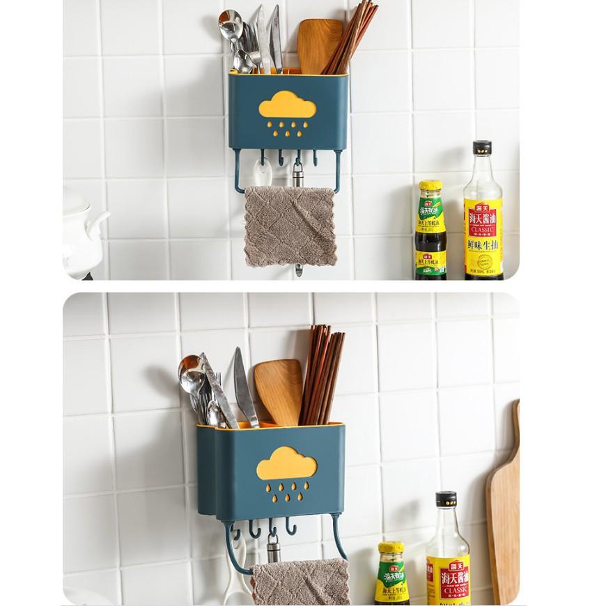 Hộp Đựng Đũa Thìa Đám Mây Có Móc Treo Đồ