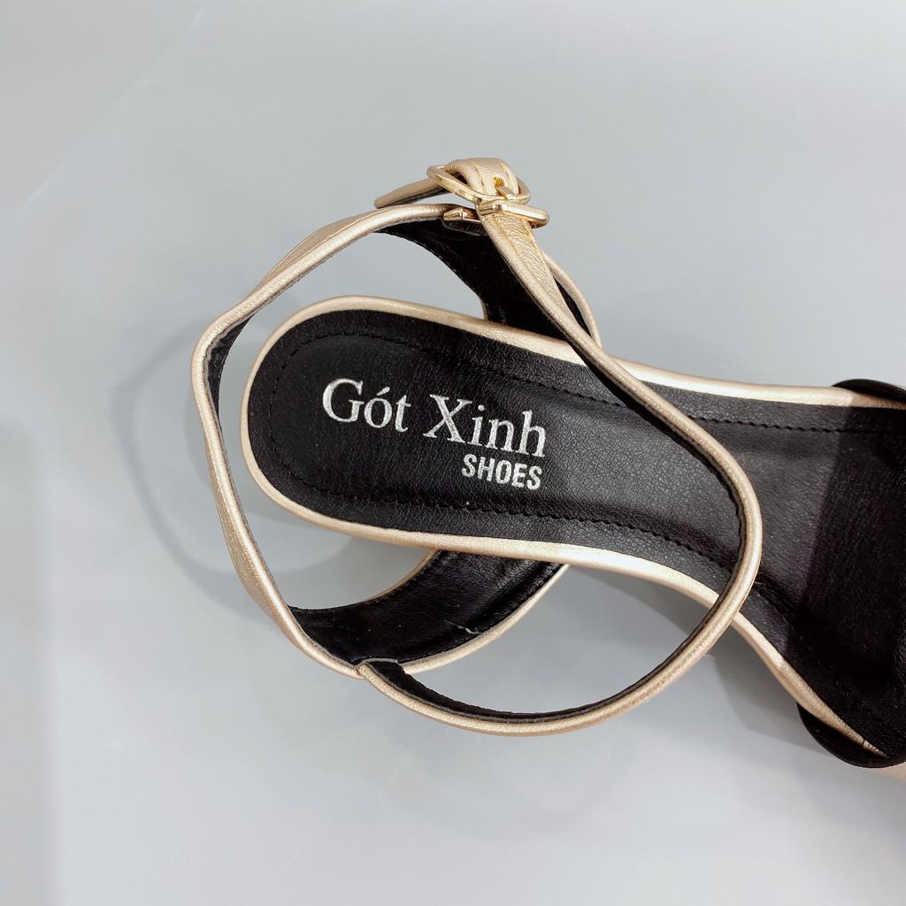 Sandal Cao Gót Gót Xinh GX164 5cm Da Lì Quai To Đế Trụ Vuông