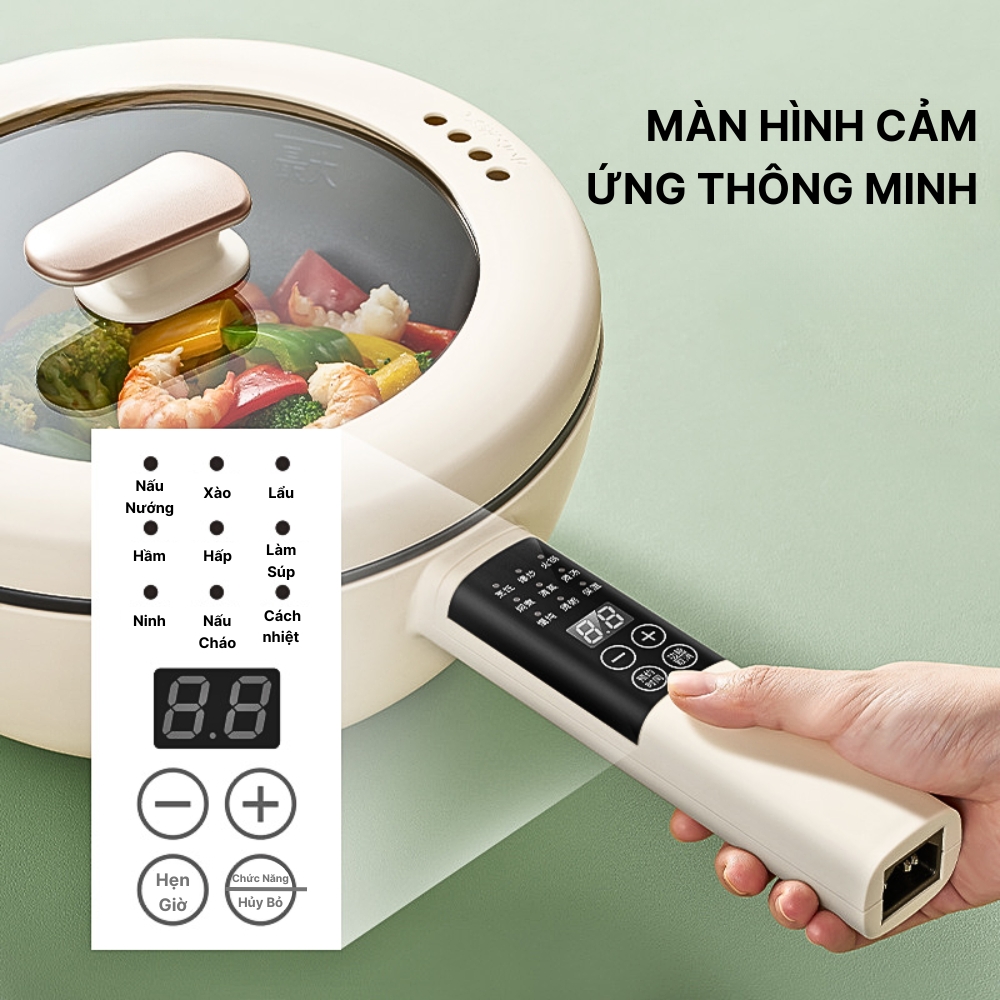 Chảo điện đa năng YOICE công suất 1500W, màn hình cảm ứng thông minh - YDCG03 - HÀNG CHÍNH HÃNG