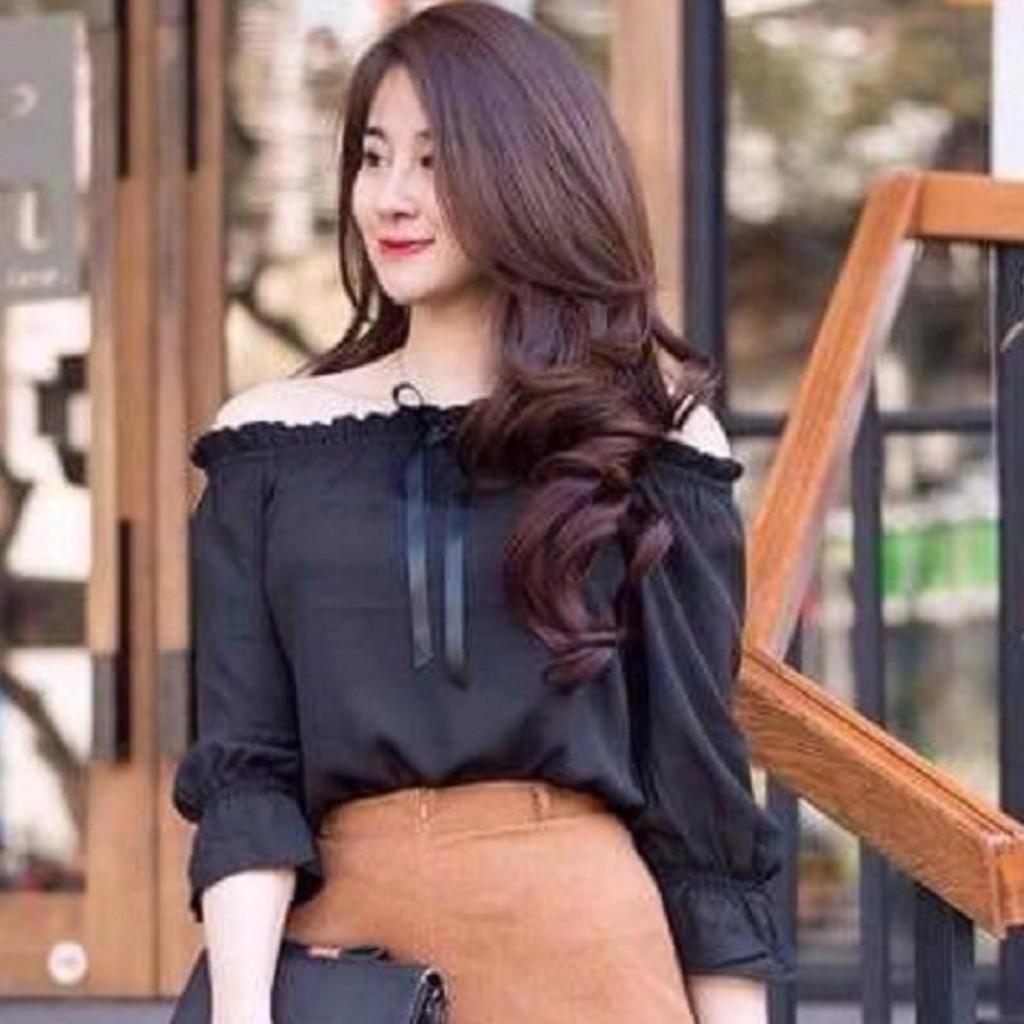 Aó trễ vai nhúng bèo tay lỡ nơ ruyban