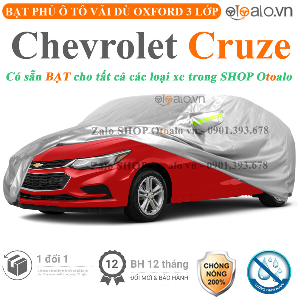 Bạt che phủ xe ô tô Chevrolet Cruze vải dù 3 lớp CAO CẤP BPXOT - OTOALO