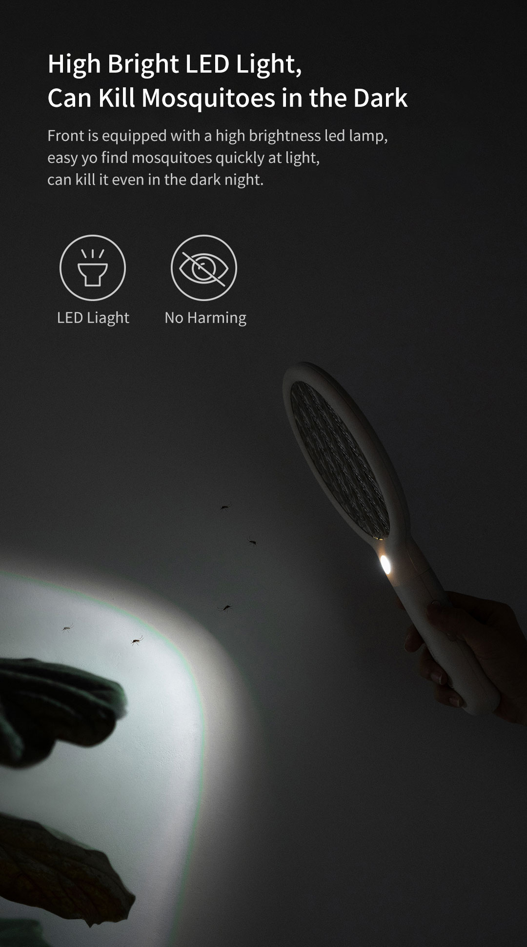 Vợt đánh muỗi Uareliffe tích hợp điện với đèn led thiết kế cầm tay tiện lợi Electric Mosquito Swatter
