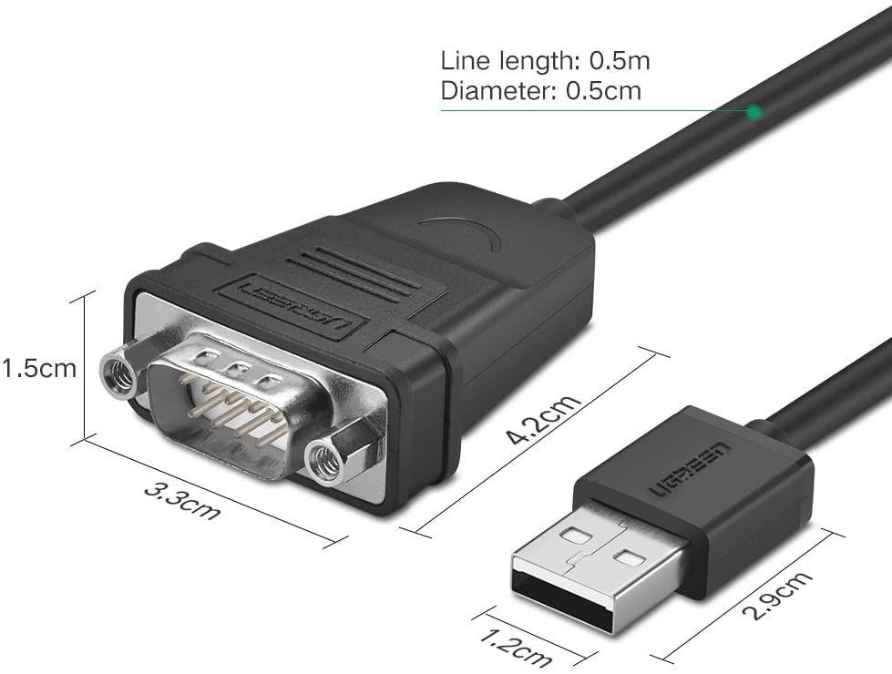 Ugreen UG30989CR104TK 1M màu đen USB 2.0 ra 9 chân đực DB9 RS 232 - HÀNG CHÍNH HÃNG