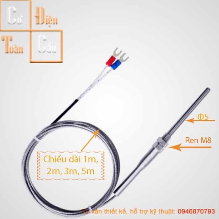 Cảm biến nhiệt độ WRNT-01, WRNT-02 ( can nhiệt K, can K ) độ dài dây 1000mm, 2000mm, 3000m và 5000mm