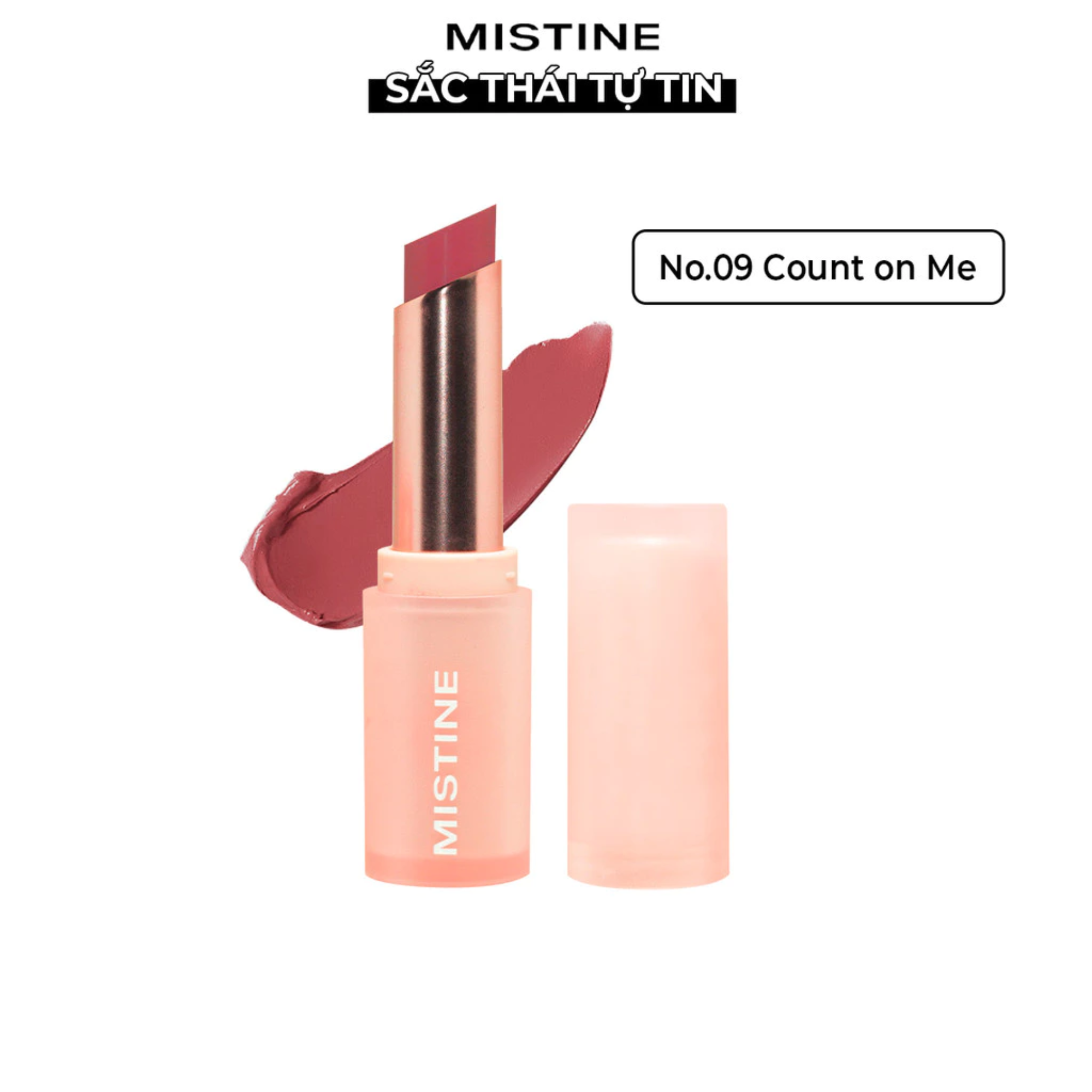 Son lì lâu trôi, mịn, che phủ viền môi, giúp môi mềm mại, tự nhiên chính hãng Mistine Pretty Me Semi Matte Lipstick 3.5g No.09