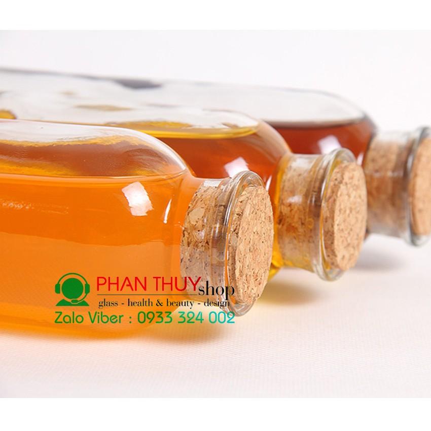 Chai tròn thủy tinh 500ml nắp gỗ