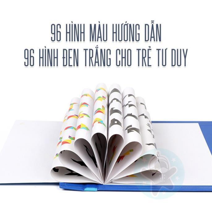 Đồ chơi cho bé Xếp hình gỗ Tangram nam châm có kèm sách cho trẻ rèn luyện tư duy sáng tạo