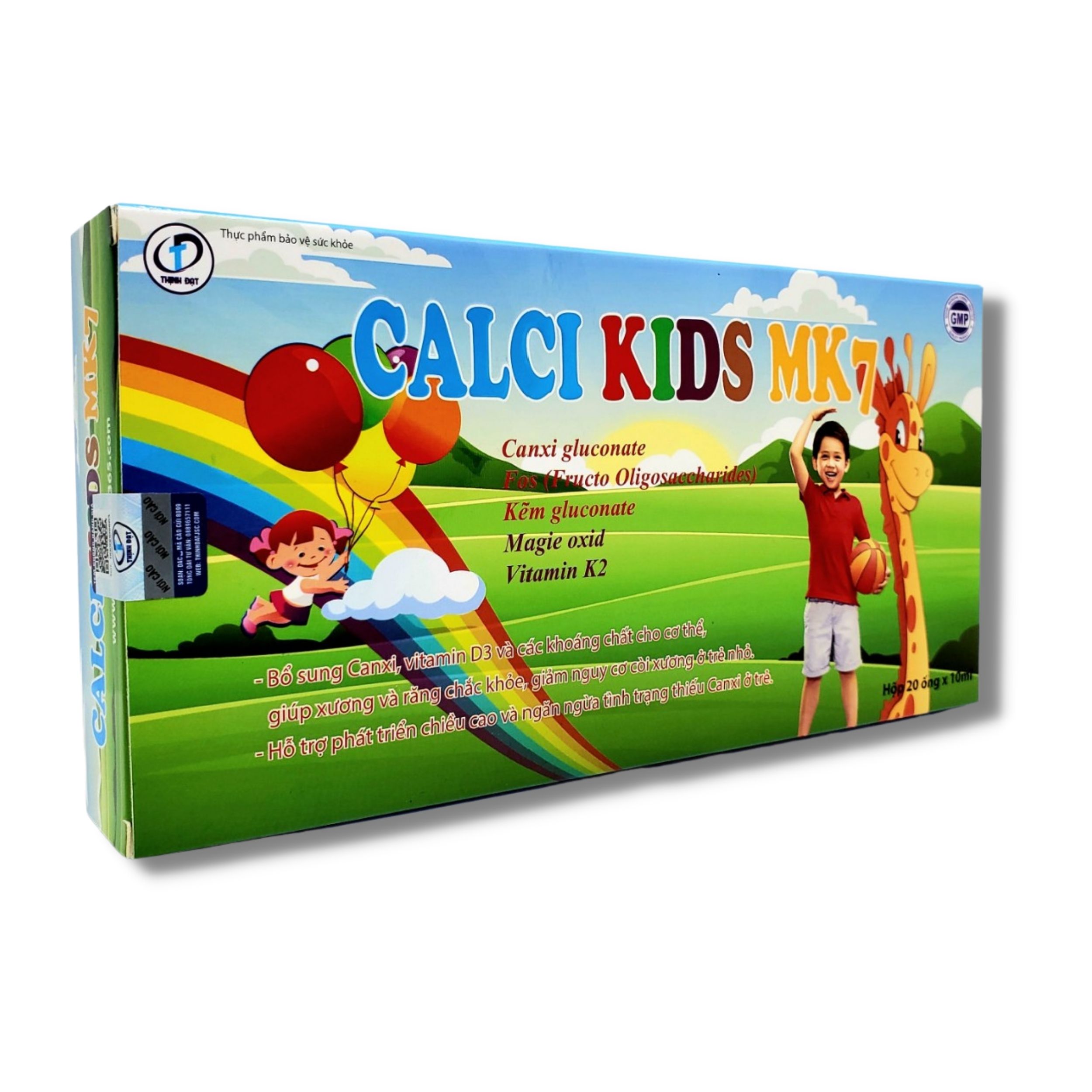 CALCI KIDS MK7 - Bổ sung Canxi, bổ sung Vitamin và các khoáng chất cho cơ thể (Hộp 20 ống x 20 ml)