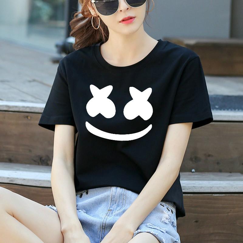Áo thun Unisex Nam Nữ Mặt Cười màu đen Hàn Quốc
