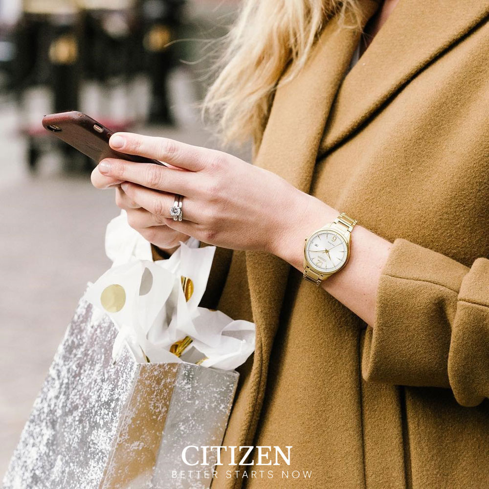 Đồng Hồ Nữ Citizen Đính Đá Swarovski Dây Thép Không Gỉ FE6102-53A - Mặt Trắng