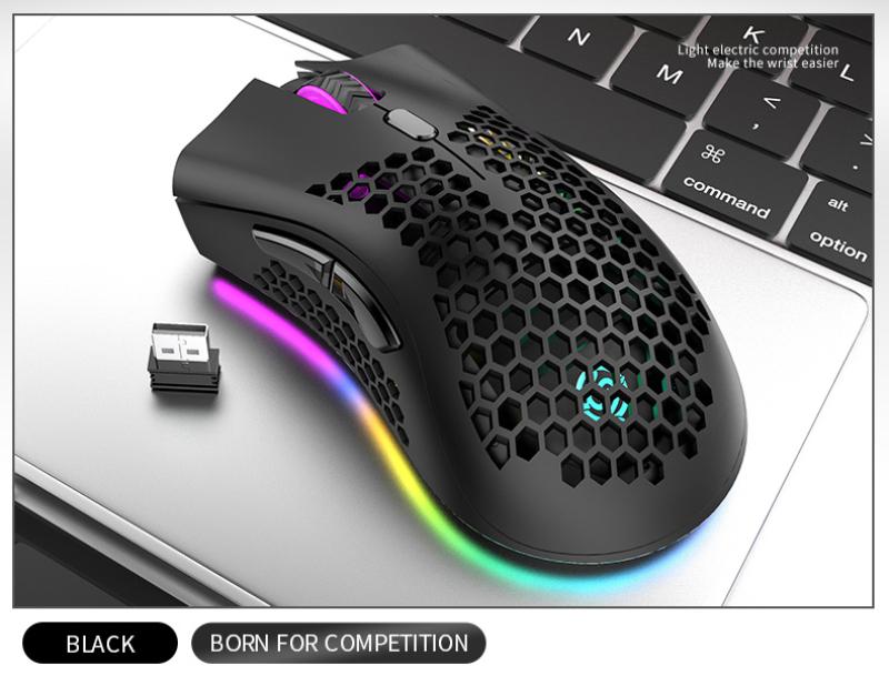 BM600 RGB Chuột Không Dây Chơi Game Nhẹ Tổ Ong Vỏ Công Thái Chuột Có Dây MềM MạI Cáp Chuột Game Thủ