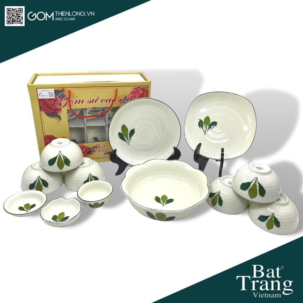 Bát Đĩa Quà Tặng Cao Cấp Lá Ngò Gai - Bộ Bát Đĩa Bát Tràng Chính Hãng Loại 1 - Gốm Thiên Long