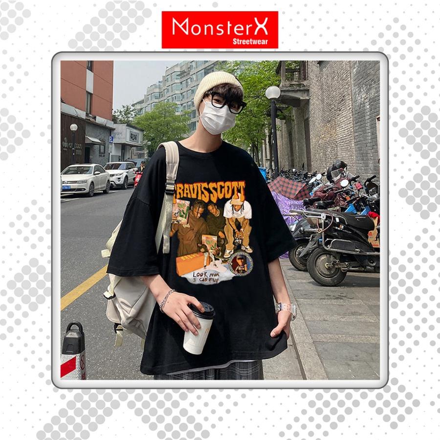 Áo thun unisex MonsterX RAP phông tay lỡ nam nữ form rộng Oversize 3 màu