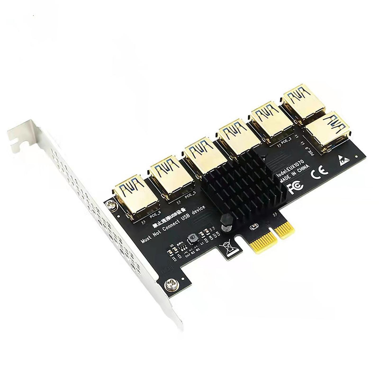 PCIe 1 to 7 PCI Express USB3.0 7 Ports 7 USB Sockets 1x to 7x Riser Card for Windows XP