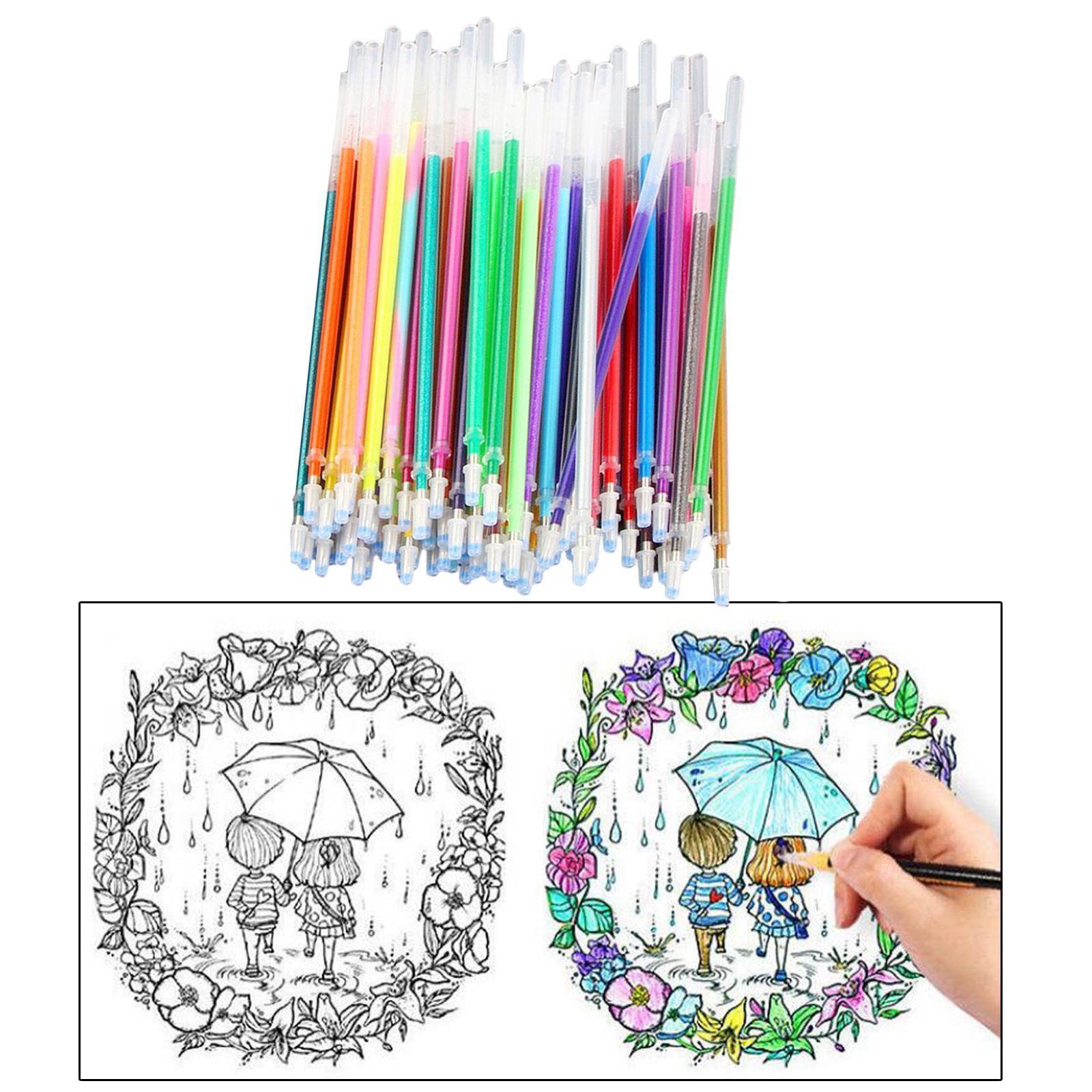 Neon Gel Pen Refill Glitter Pen for Coloring Drawing Craft Marker;