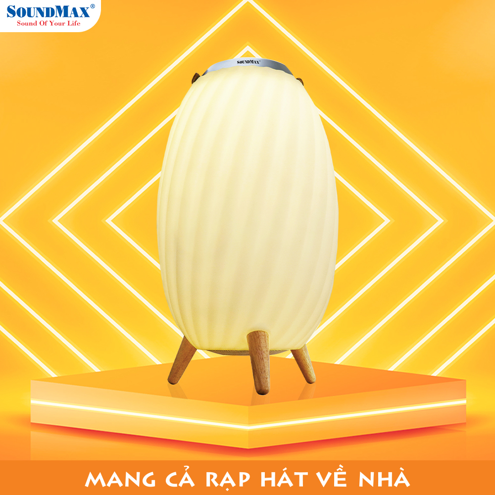 [Hàng Chính Hãng] Loa bluetooth trang trí đèn ngủ 7 màu đèn, chân đế bằng gỗ cao cấp chống mục SoundMax AL-22 | AL22 - Loa Nghe Nhạc kiêm đèn ngủ sang trọng