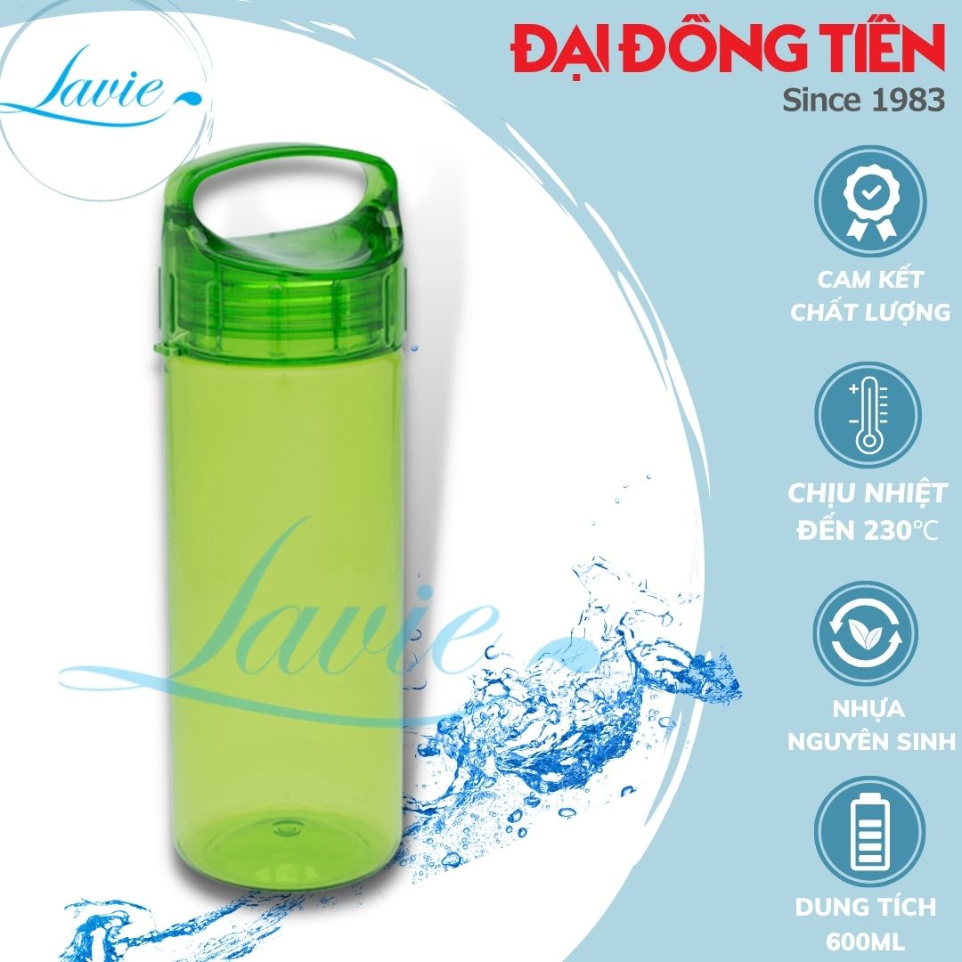 Bình nước, Bình Đựng Nước Morning 600ml nhựa Đại Đồng Tiến dễ dàng mang theo 100% nhựa PP an toàn cho sức khỏe