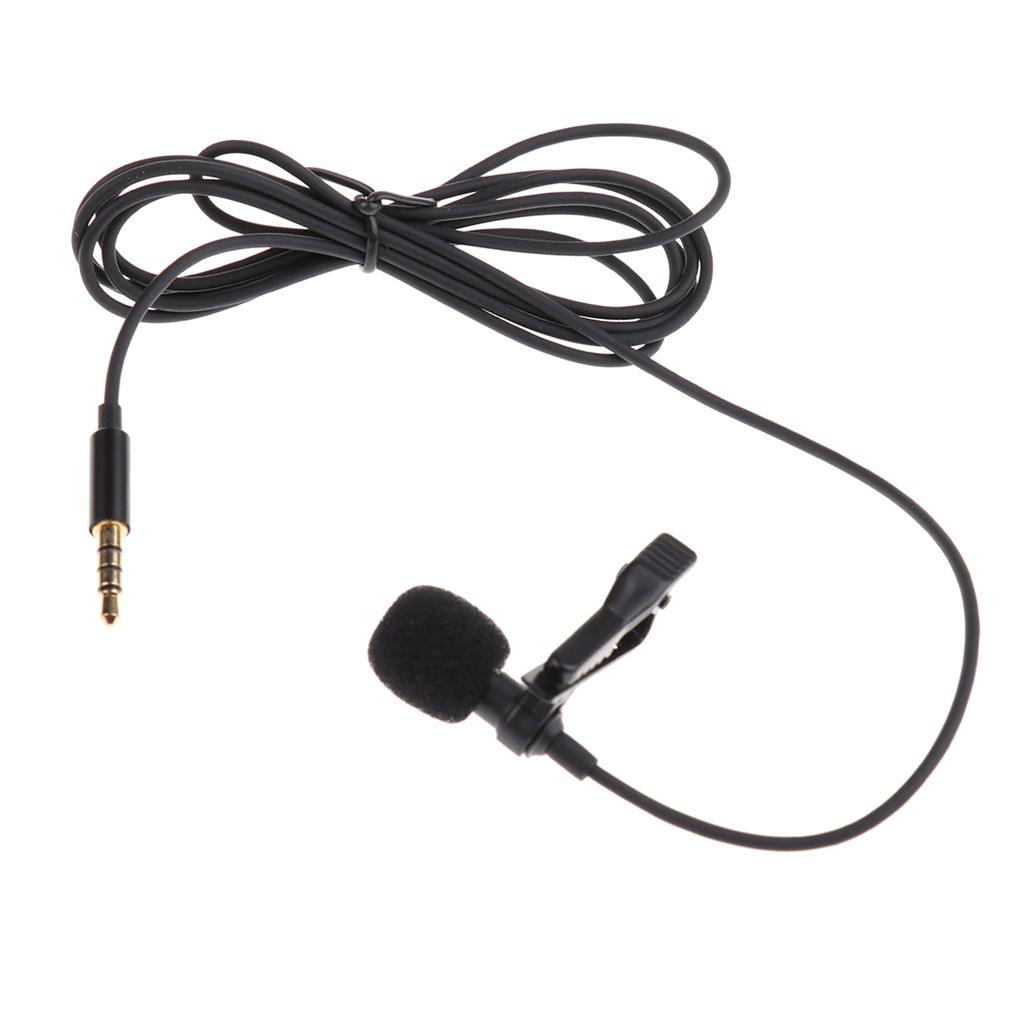 Black 3.5mm Lavalier Microphone with Microphone Adapter Cable for Smartphone
