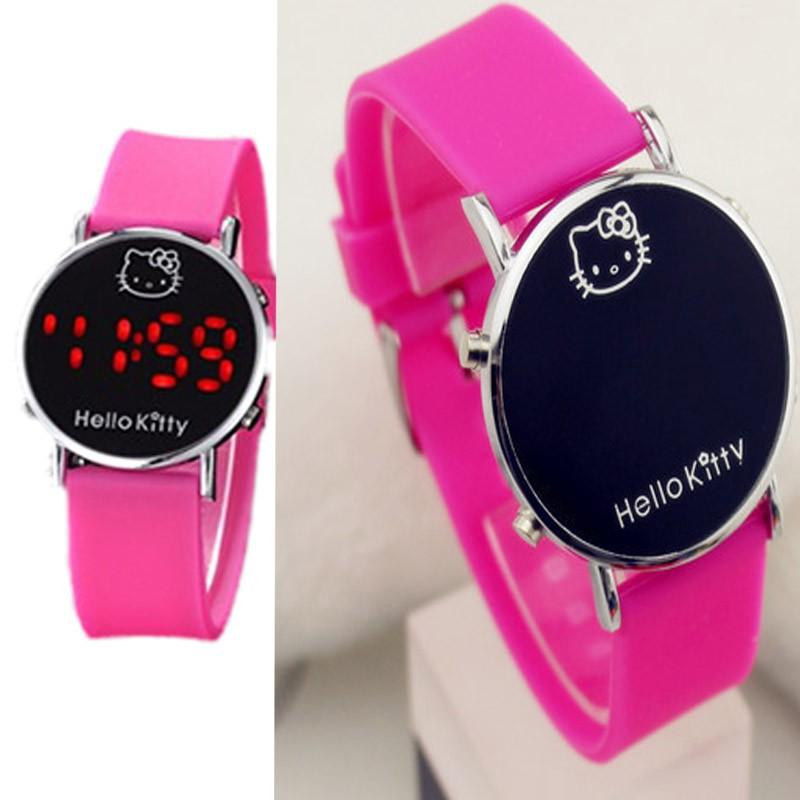 Đồng Hồ Điện Tử Hello Kitty Dễ Thương Có Đèn LED
