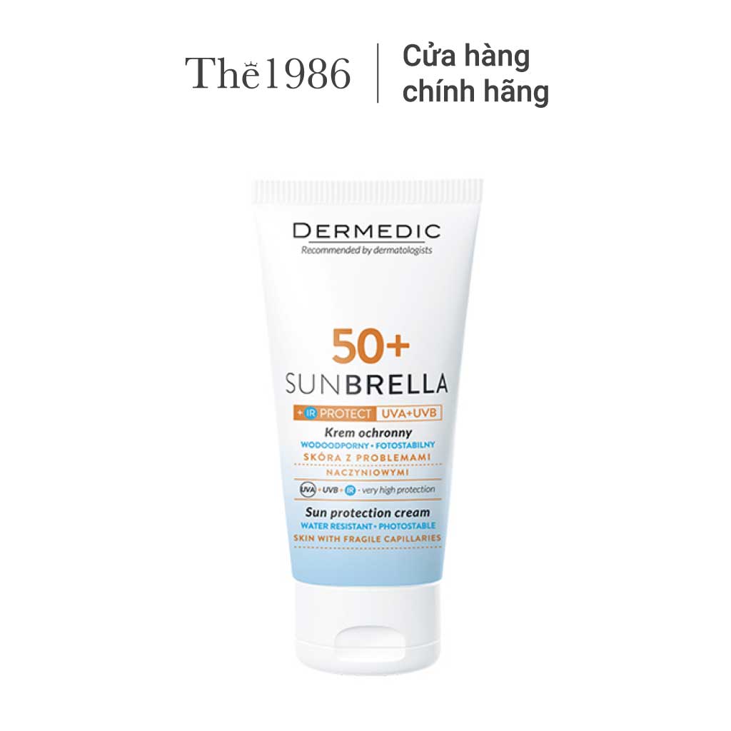 Kem chống nắng cho da nhiễm corticoid Dermedic SUNBRELLA SPF50+ Sun Protection Cream Skin With Fragile Capillaries 50g