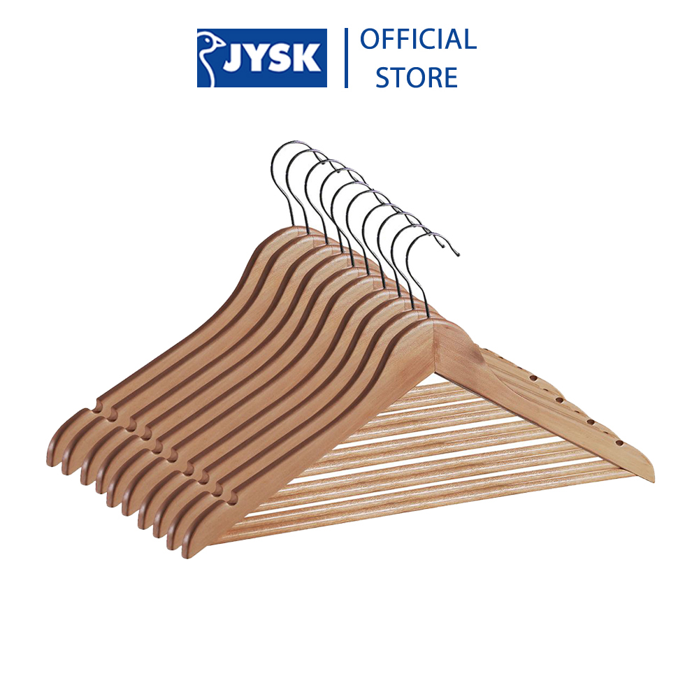 Bộ 10 móc áo JYSK Sigfrid gỗ tự nhiên 44.5x23x1.2cm