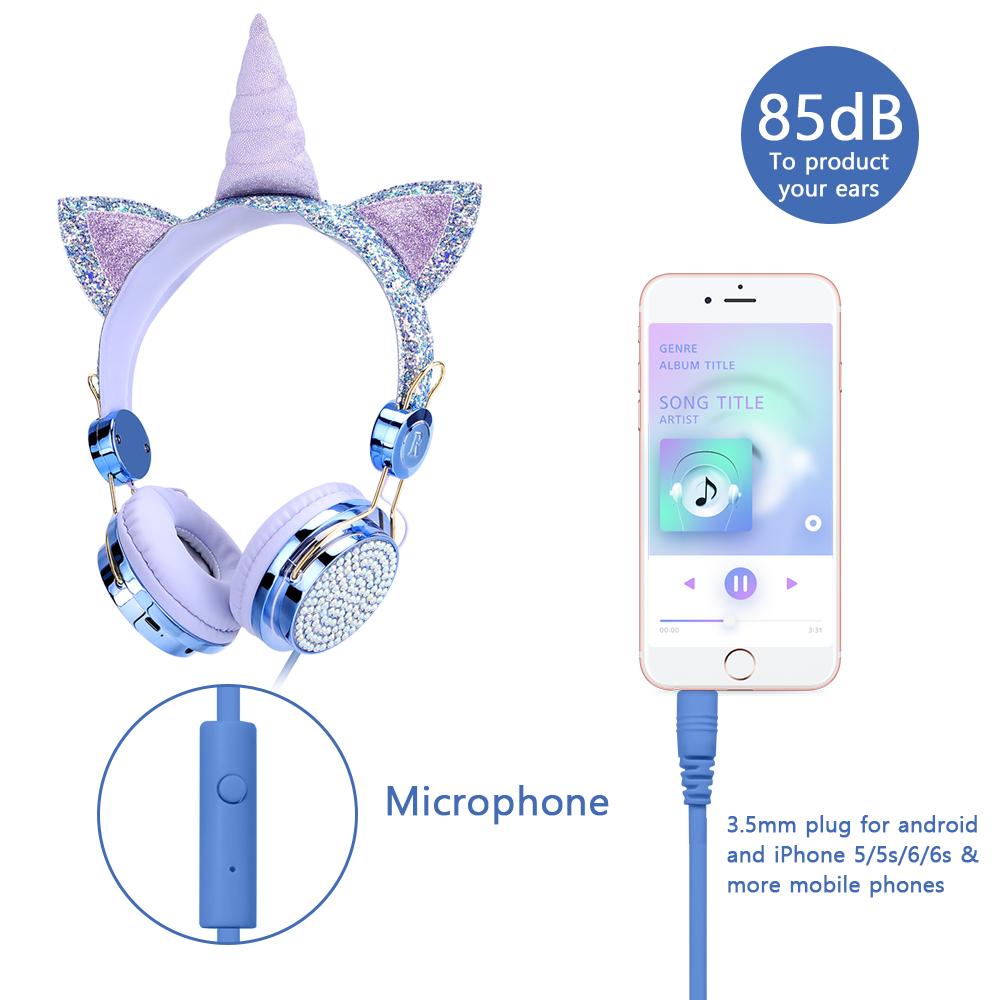 Hoạt Hình Kỳ Lân Có Dây Tai Nghe Có Mic Bé Gái Con Gái Nhạc Stereo Tai Nghe Máy Tính Điện Thoại Tai Nghe Trẻ Em Quà Tặng Sinh Nhật