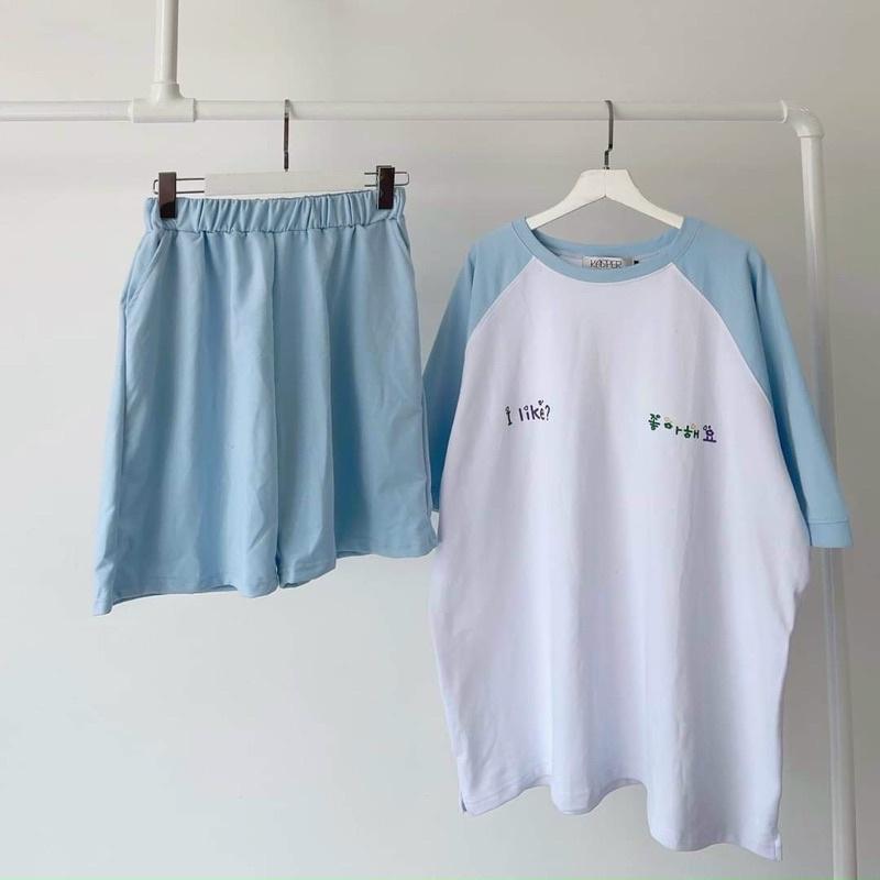 Đồ Bộ Mặc Nhà Unisex Cotton In Chữ Hàn Set Bộ Thun Cotton phong cách dễ thương, SET BỘ ĐỒ THUN COTTON NỮ CỰC ĐẸP , PHONG CÁCH MẶC HÈ THỜI TRANG, Đồ Bộ Mặc Nhà Hoạt Hình Dễ Thương