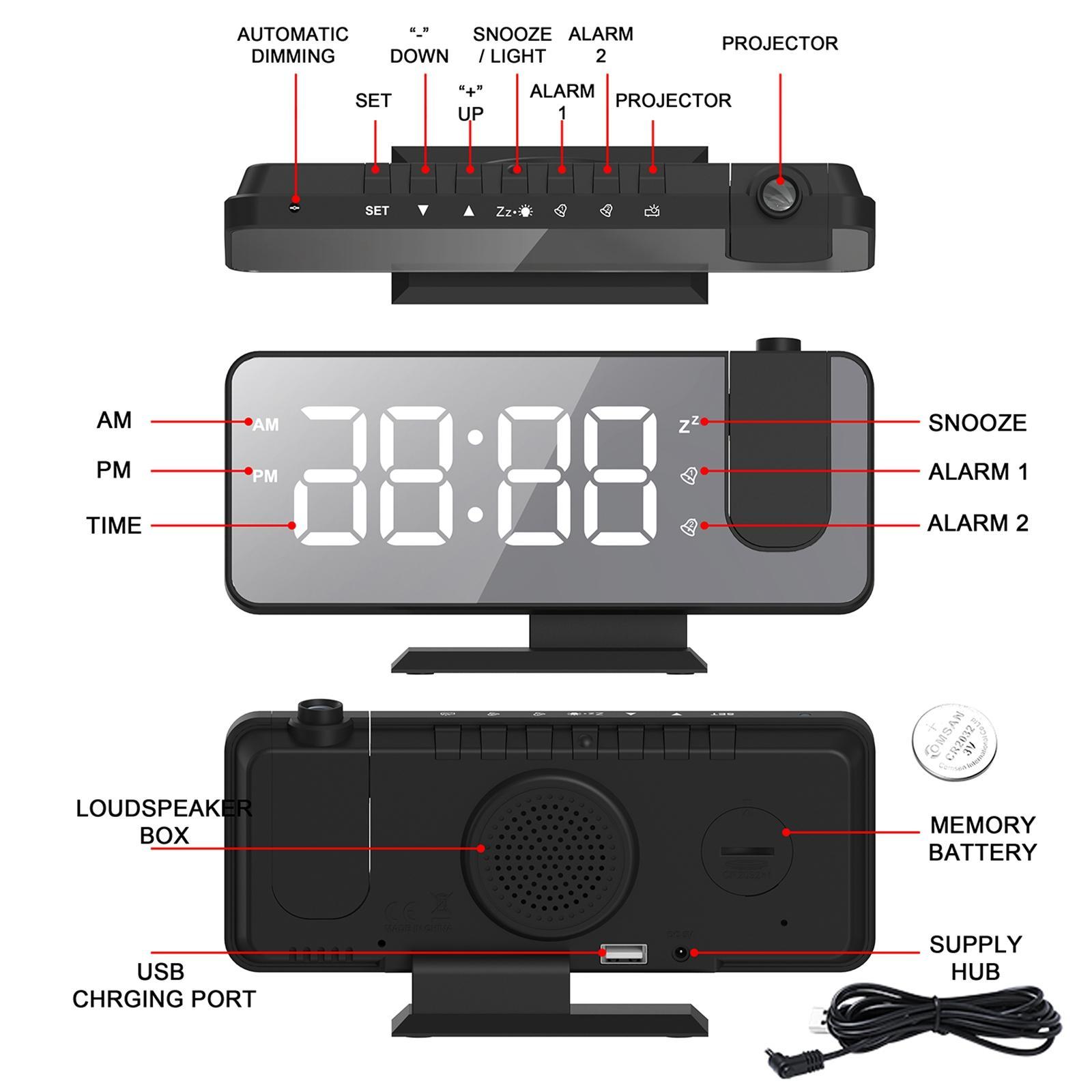 Alarm Clock Electronic Clock Large Display Snooze