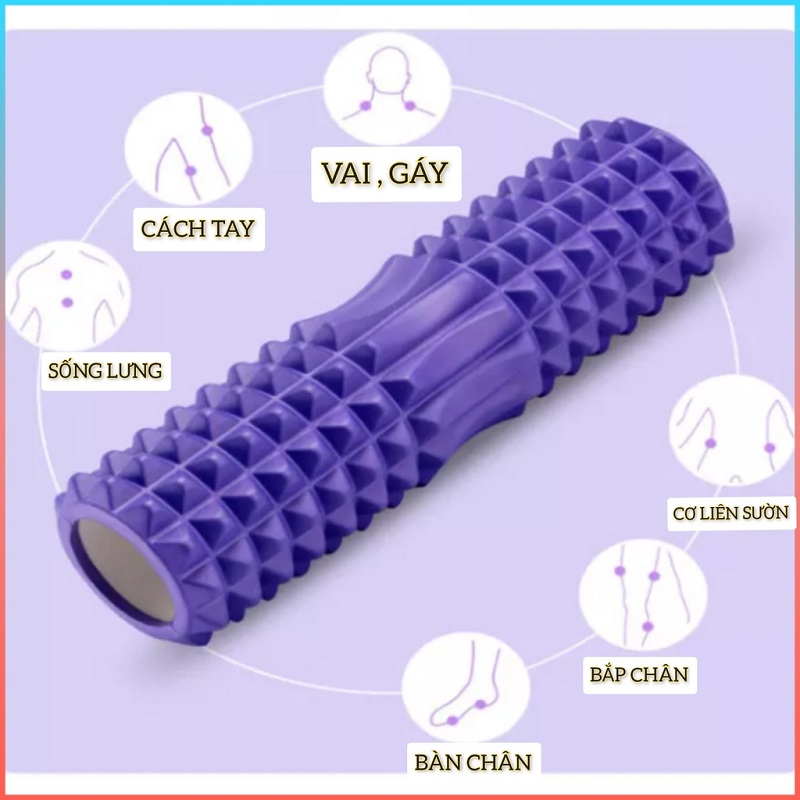 Con lăn Roller , ống lăn gai nhọn Massage có gai 45x13cm chịu lực cao ống trụ lăn xốp giúp giãn cơ tập gym yoga thể hình