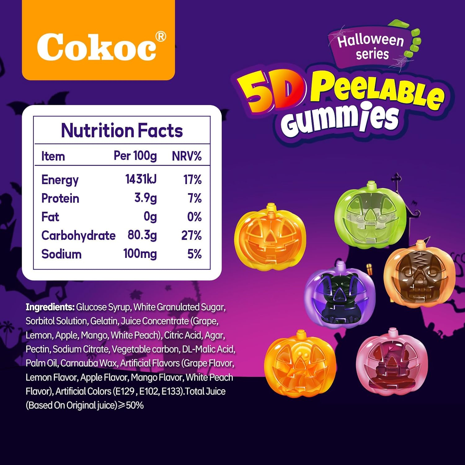 Kẹo Dẻo Bóc Vỏ Cokoc 60g - Phiên Bản Halloween