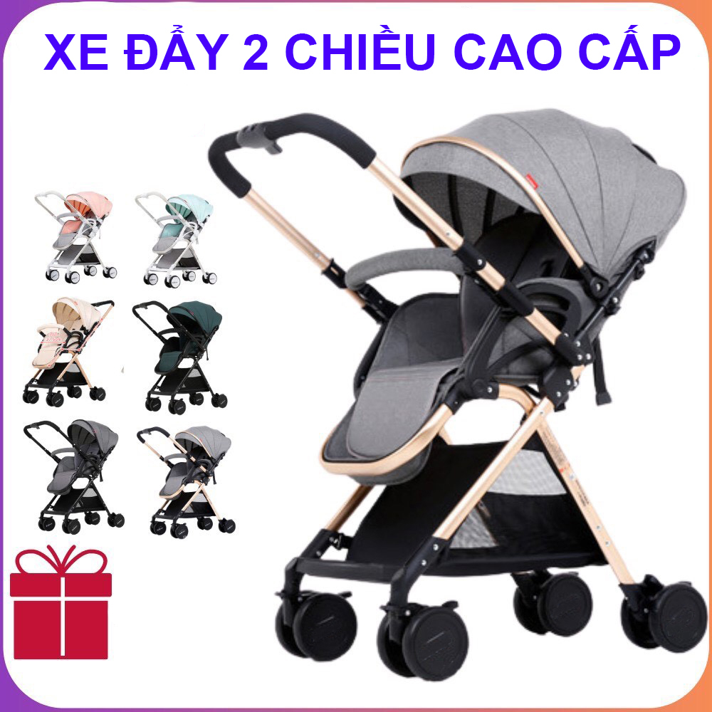 Xe đẩy em bé, Xe đẩy trẻ em cao cấp 2 chiều 3 tư thế A10 gấp gọn và tiện lợi, mẫu mới 2021 - TẶNG KÈM BỘ THẺ HỌC THÔNG MINH 16 CHỦ ĐỀ 416 THẺ CHO BÉ