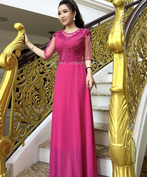 Đầm Dạ Hội Trung Niên Dự Tiệc Sang Trọng Hồng Sen Charmaine Dress