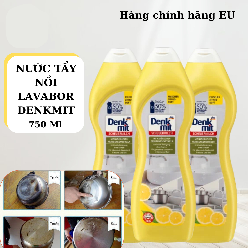 Kem tẩy nhà bếp đa năng Denkmit Schuermilch Đức 750ml dùng cho inox, sứ nhà bếp, nhà tắm