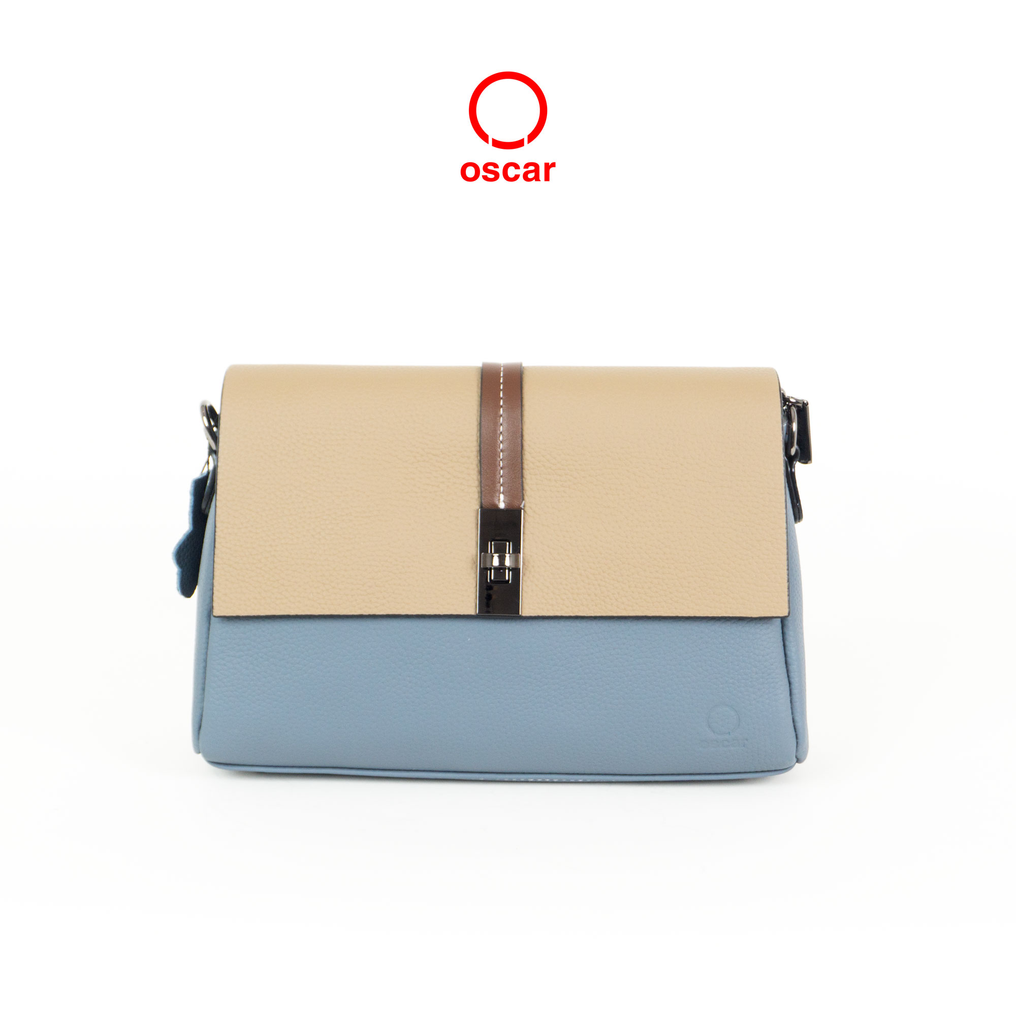 Túi Xách Oscar Nắp Gập Phối Sắc Màu Phom Hình Thang OCWHBL 094