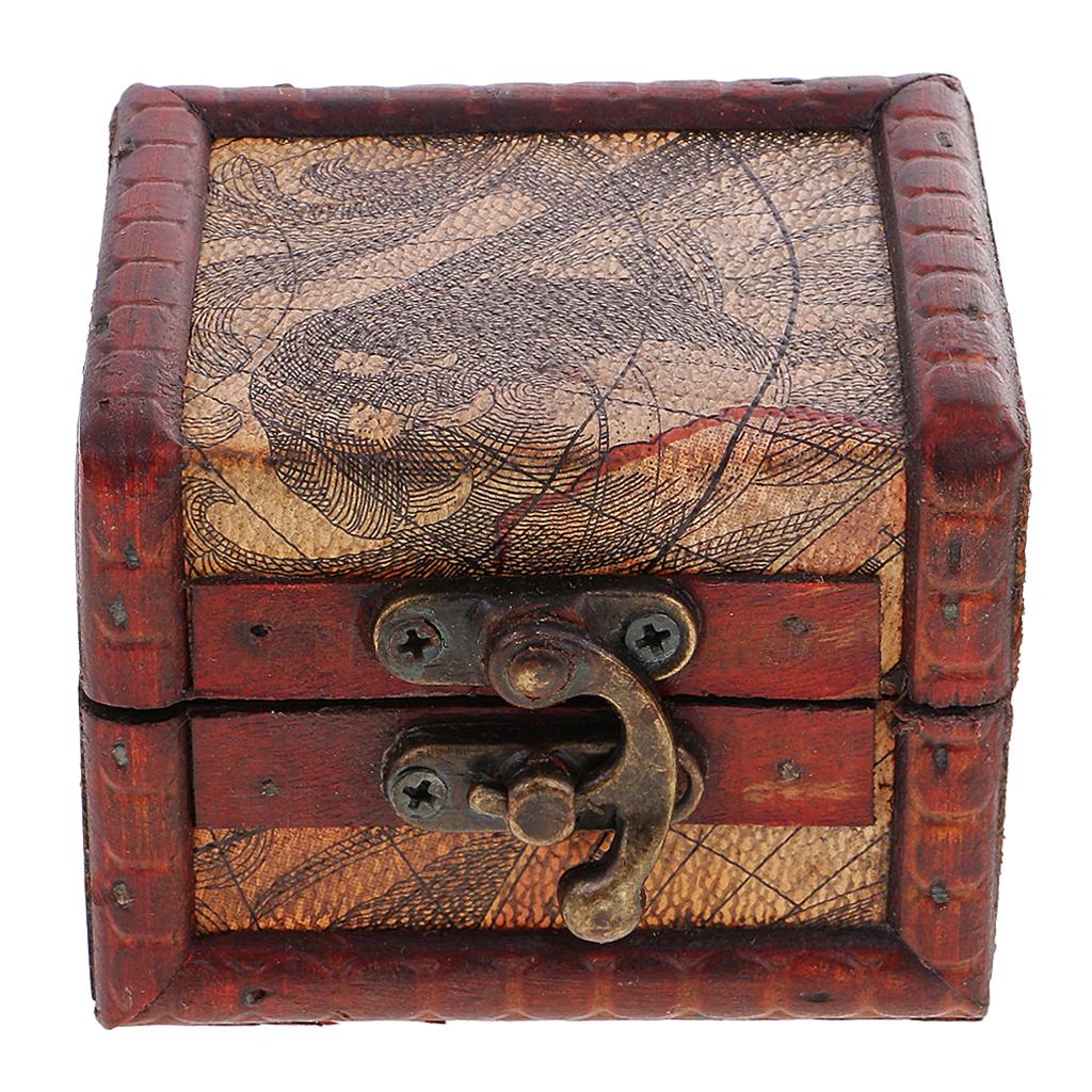 Vintage Metal Lock Jewelry Treasure Chest Case Wooden Box Storage Box Gift