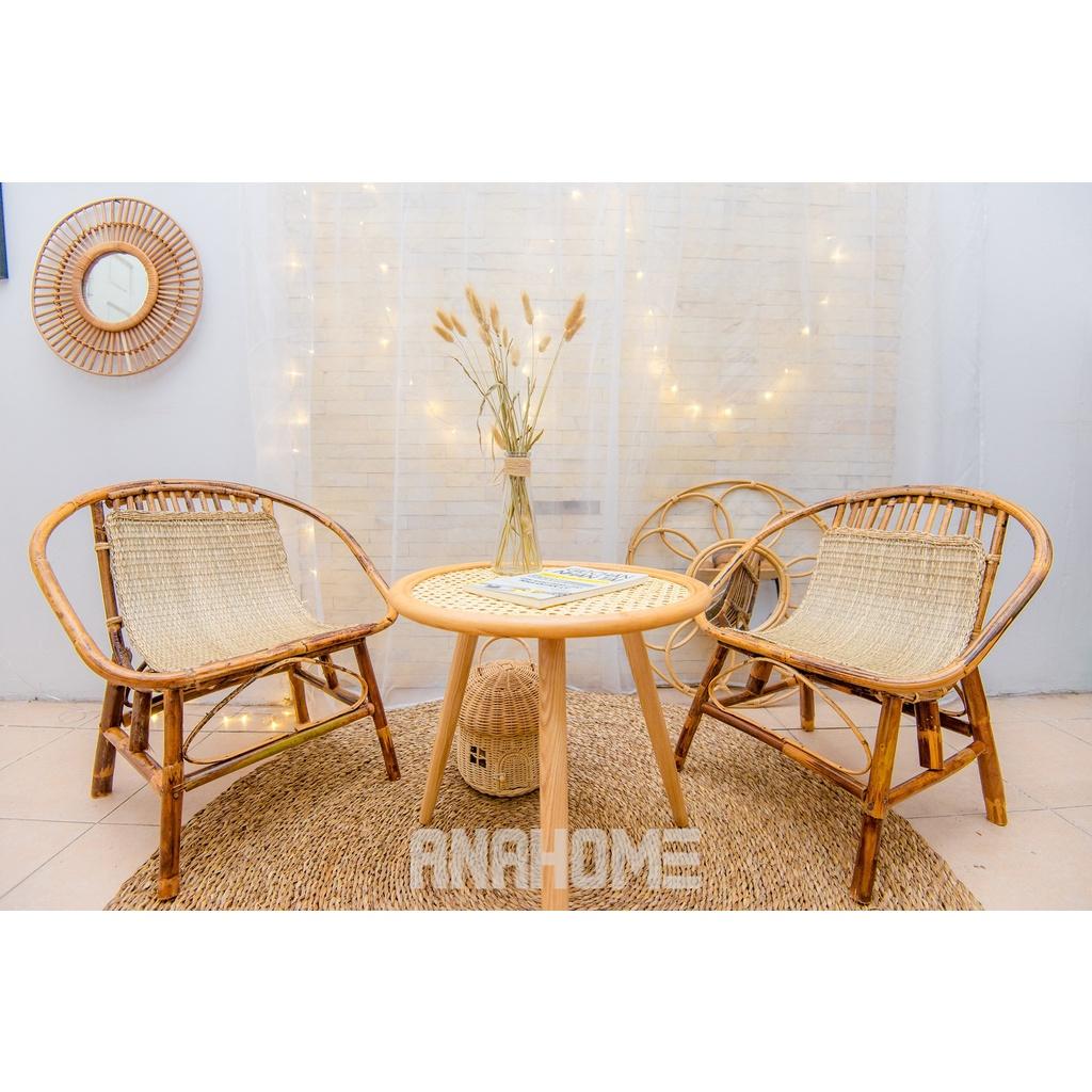 (Combo siêu tiết kiệm) Bộ bàn ghế mây sò chân sắt phù hợp cho quán cafe / bộ decor gia đình / ban công / Homesta