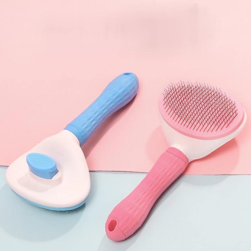 Lược chải lông dành cho chó mèo chất liệu thép không rỉ, có cần gạt loại bỏ lông