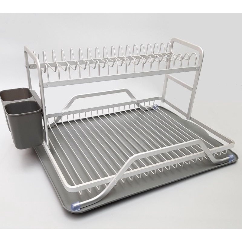 Kệ Chén Dĩa 2 Tầng Bằng Nhôm Cao Cấp LDR208GRY Màu Xám