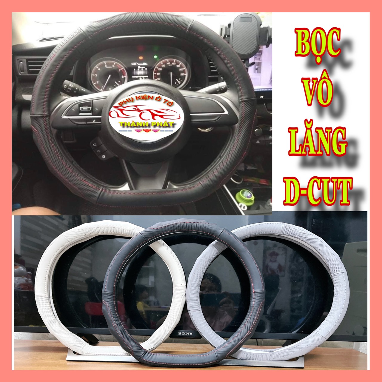 Bọc vô lăng xe ô tô D Cut - Bọc tay lái chữ D cho xe Kia Seltos, Suzuki XL7, Ertiga, Suzuki Swift, Elantra Sport, Volkswagen