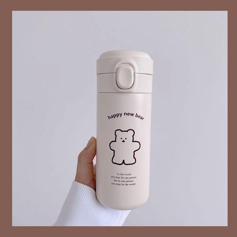 Mới Kawaii Đơn Giản Chịu Nhiệt Chai Dễ Thương Cho Trẻ Em Bình Giữ Nhiệt Chân Không Thép Không Gỉ Giữ Nhiệt Di Động Cách Nhiệt Bình Nước Có Nắp
