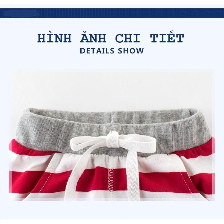 Quần short kẻ sọc bé trai quần thun cho bé chất cotton thoáng mát xuất Âu Mỹ