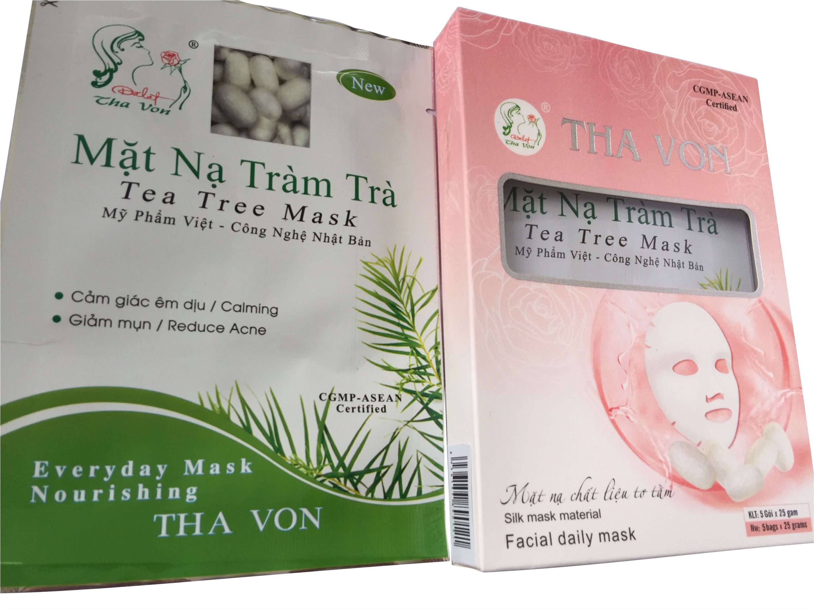 Mặt Nạ Tràm Trà Dalat Tha Von Hộp 5 Gói chất liệu lụa