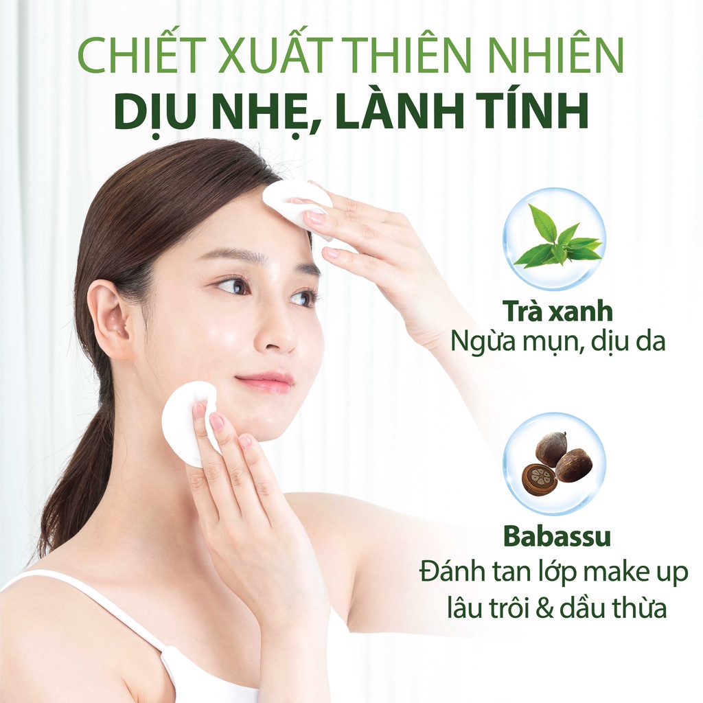 Nước Tẩy Trang Mắt Môi Trà Xanh &amp; Dầu Babasu Làm Sạch, Dưỡng Ẩm Không Chứa Cồn Cho Da Dầu Mụn MILAGANICS 30ml - 200ml (Chai)