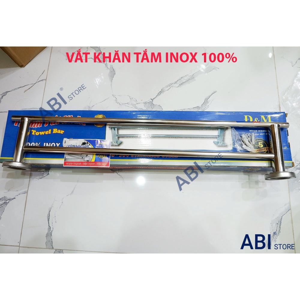 Thanh vắt khăn inox 100% Đ&M mã VK19, Thanh móc treo khăn tắm, quần áo đôi kèm ốc vít chắc chắn