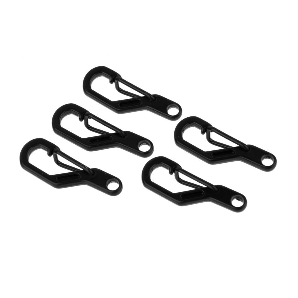5pcs D Ring Climbing Hanging Buckle Snap Keychain Carabiners - Black