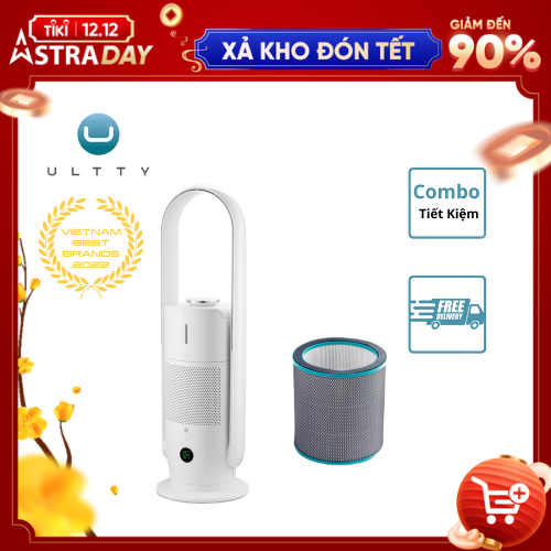 Combo Máy Lọc Không Khí Bù Ẩm ULTTY SKJ - CR022 Dạng Quạt, Diệt Khuẩn Bằng Tia UV + Màng lọc HEPA H14 Nano Phân Tử Bạc - Hàng Chính Hãng